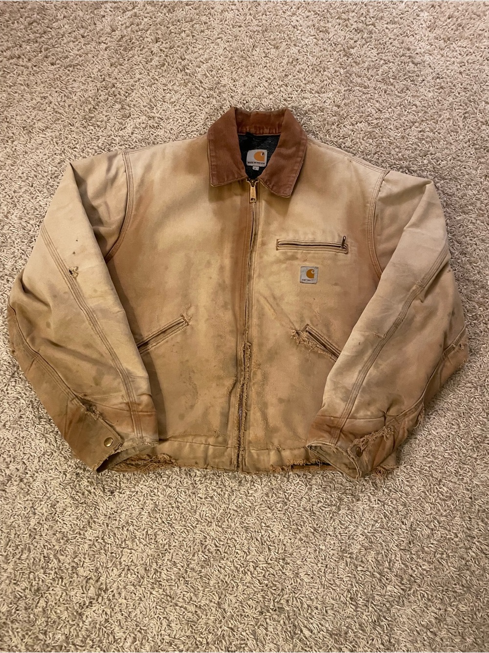 Carhartt J001 BRN Tan Canvas Work Jacket
